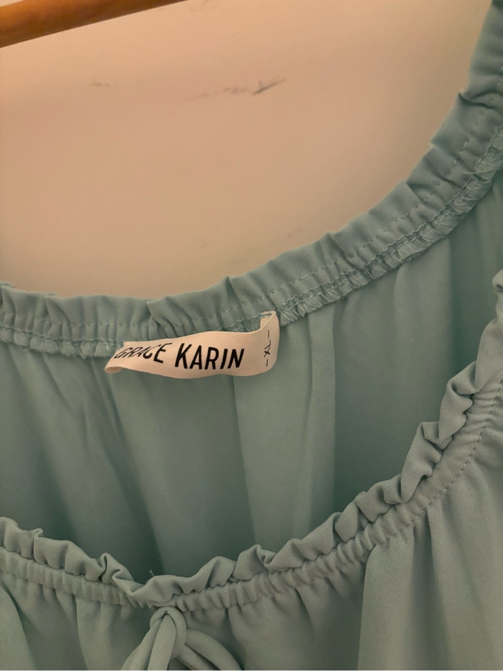 Grace Karin Light Blue Maxi Dress with Ruffle Neck